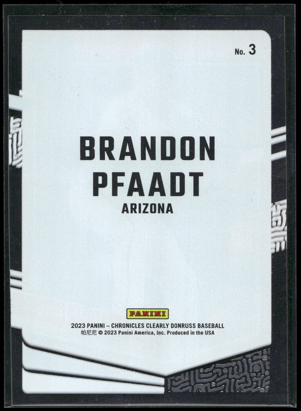 2023 Panini Chronicles - Clearly Donruss #3 Brandon Pfaadt