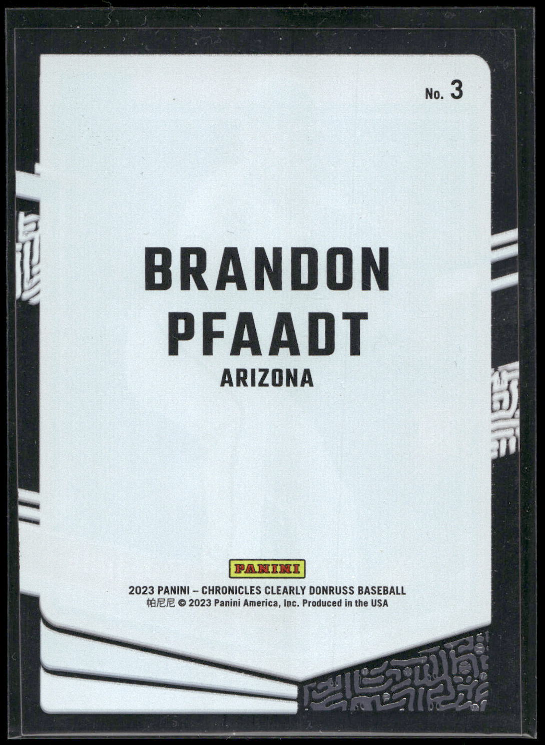 2023 Panini Chronicles - Clearly Donruss #3 Brandon Pfaadt