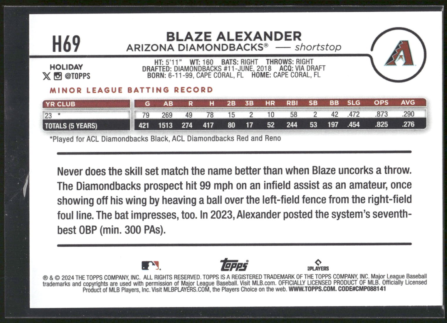 2024 Topps Holiday #H69 Blaze Alexander