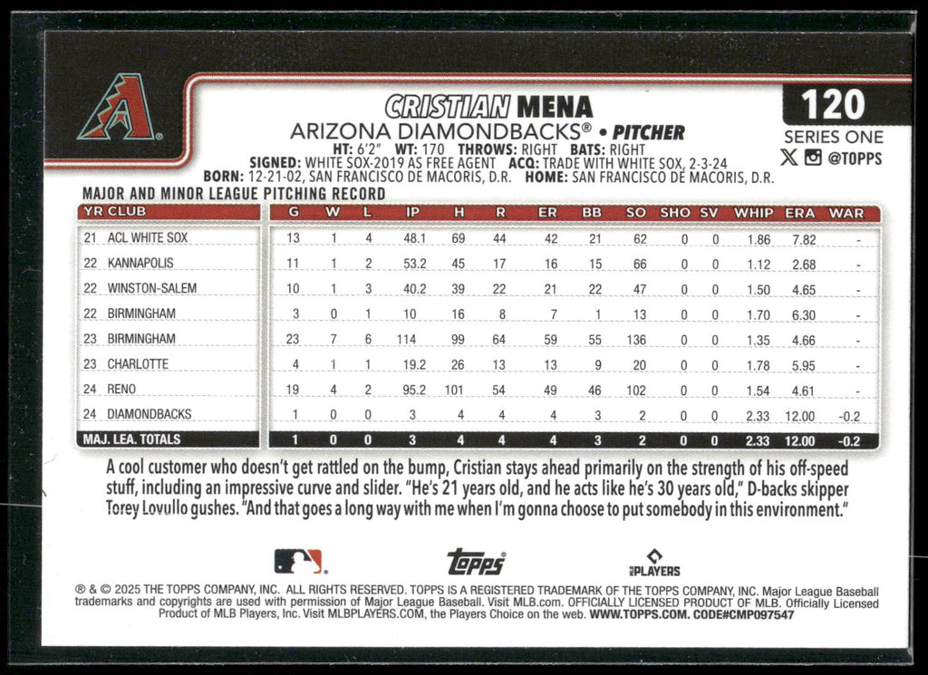2025 Topps #120 Cristian Mena