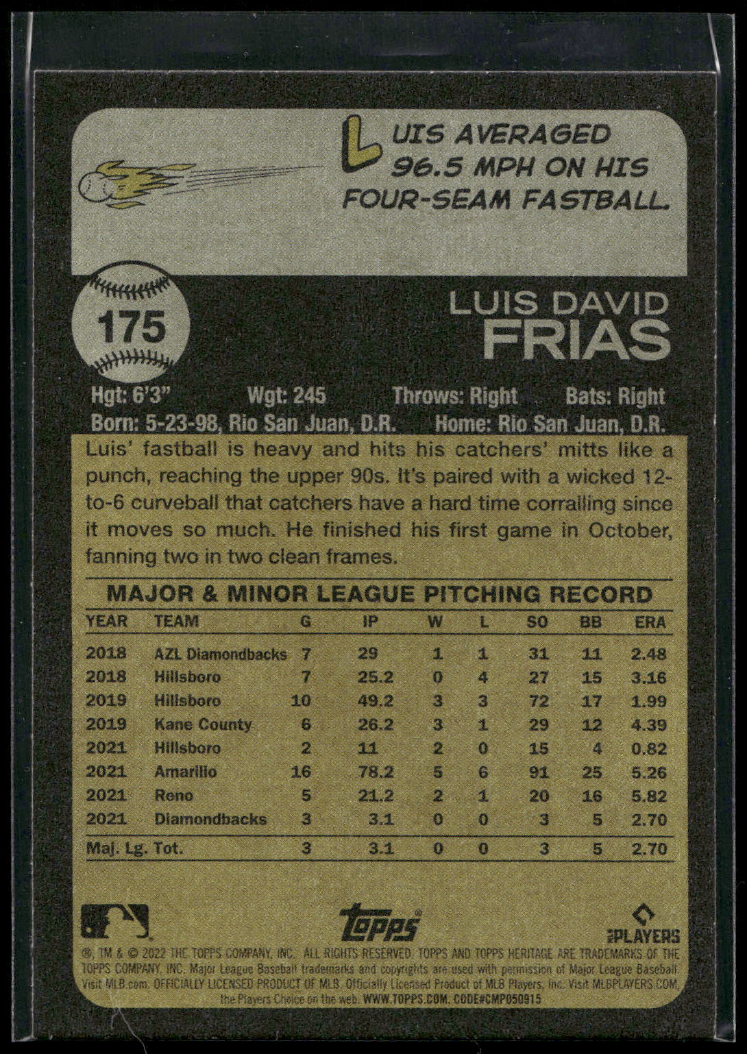 2022 Topps Heritage #175 Luis Frias