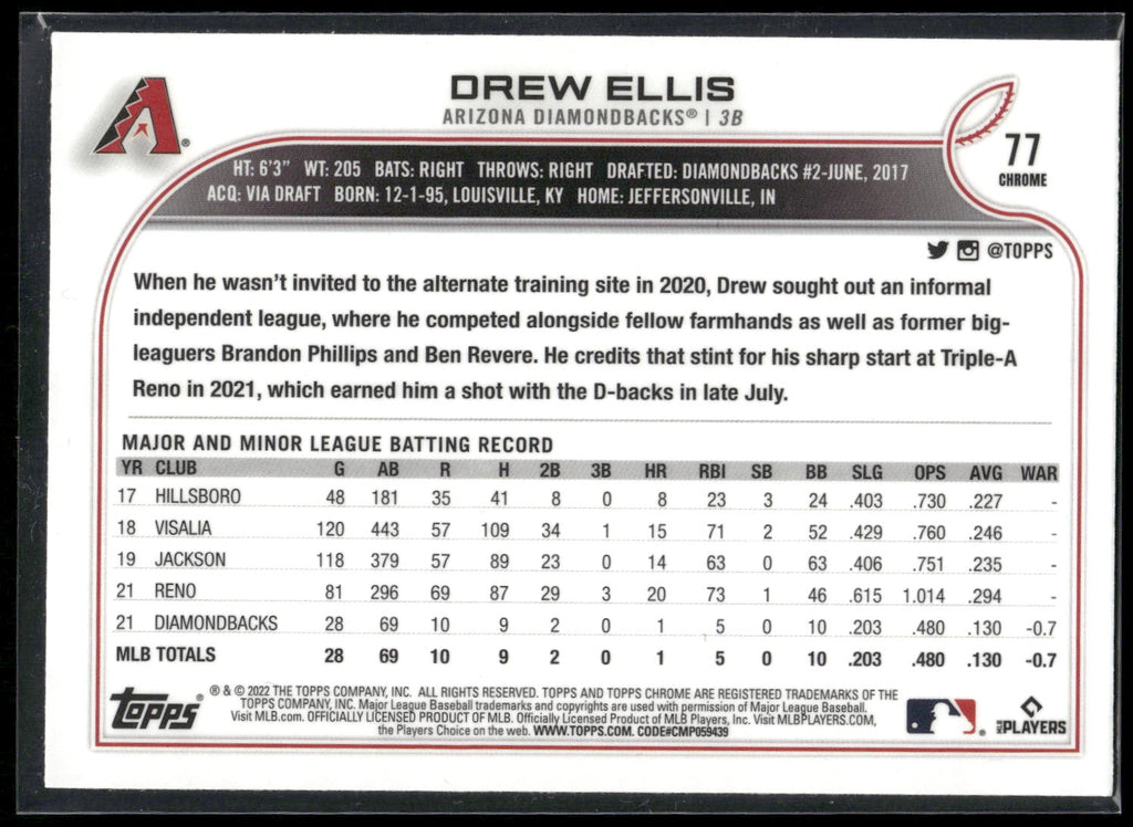 2022 Topps Chrome Sonic #77 Drew Ellis