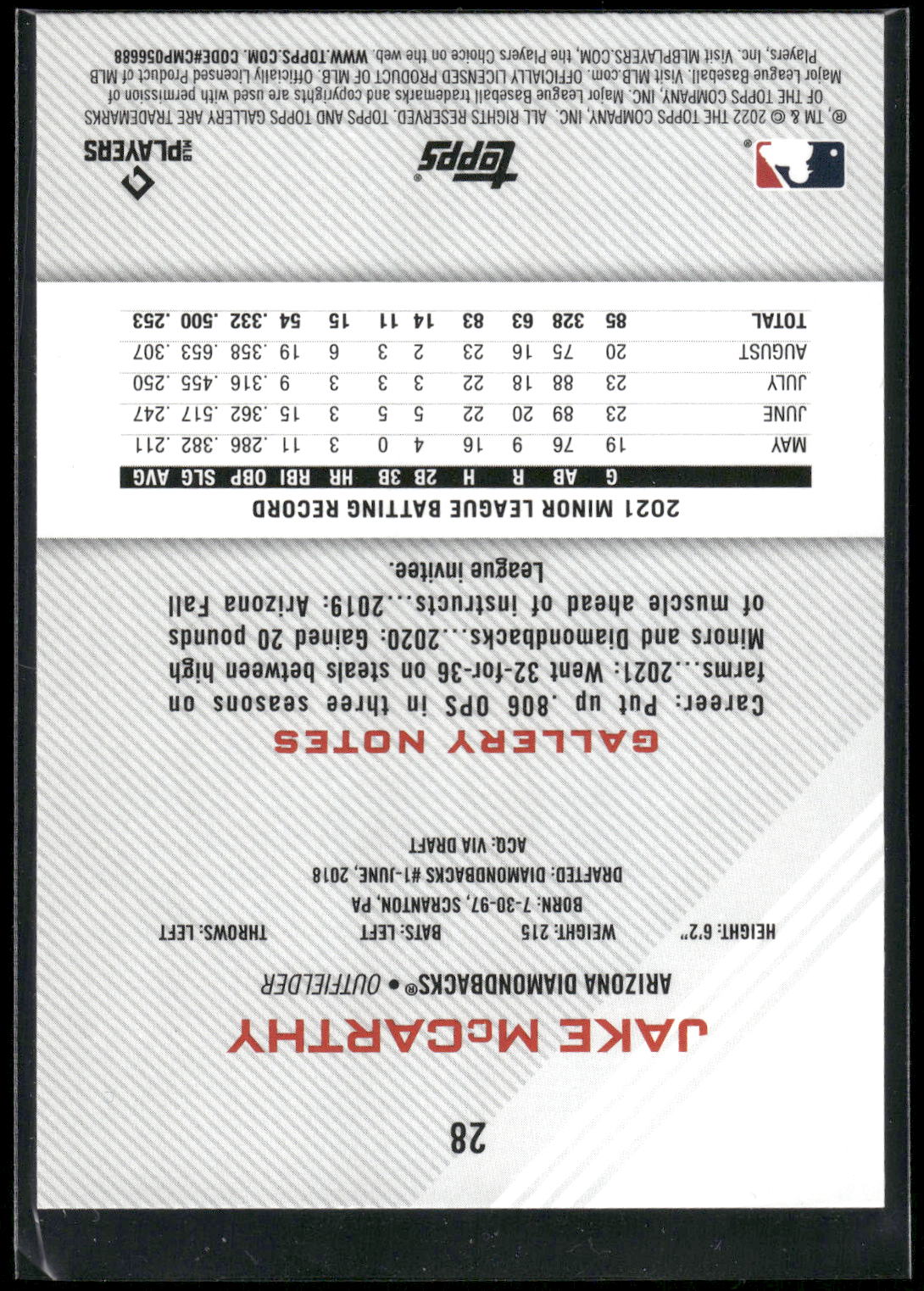 2022 Topps Gallery #28 Jake McCarthy