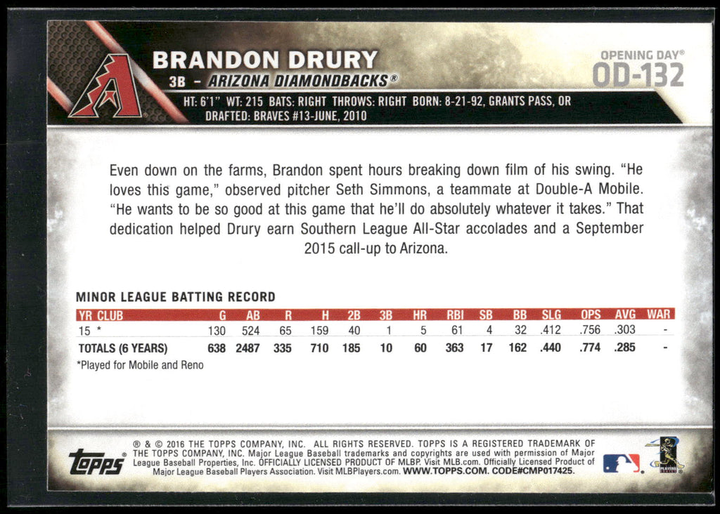 2016 Topps #607 Brandon Drury