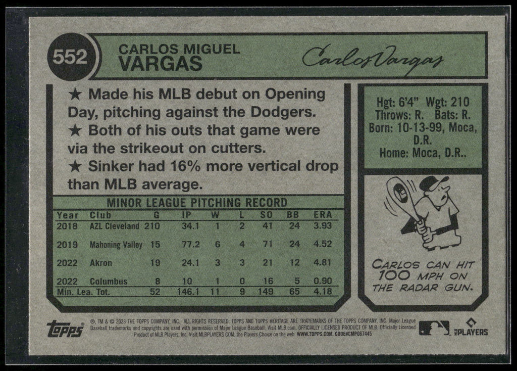 2023 Topps Heritage #552 Carlos Vargas
