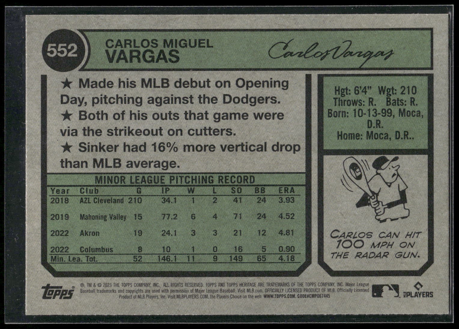 2023 Topps Heritage #552 Carlos Vargas