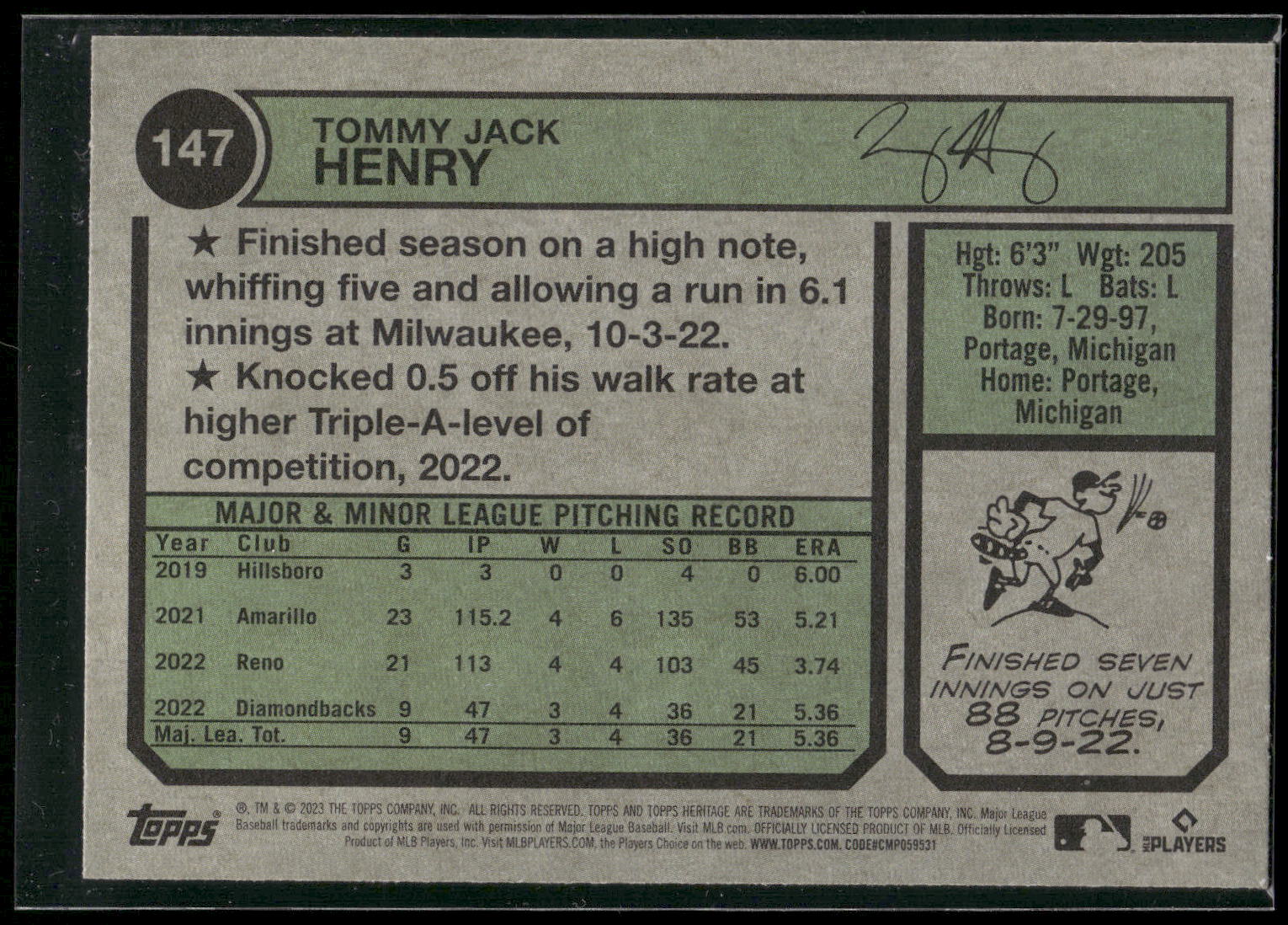 2023 Topps Heritage #147 Tommy Henry
