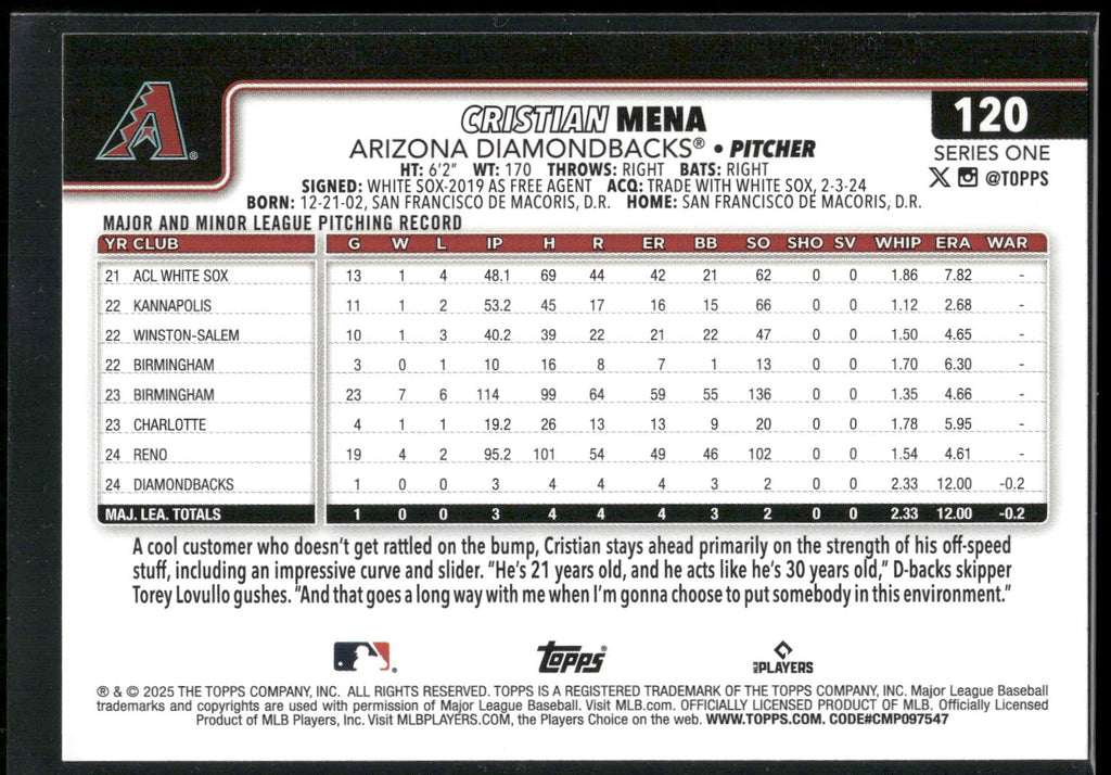 2025 Topps #120 Cristian Mena