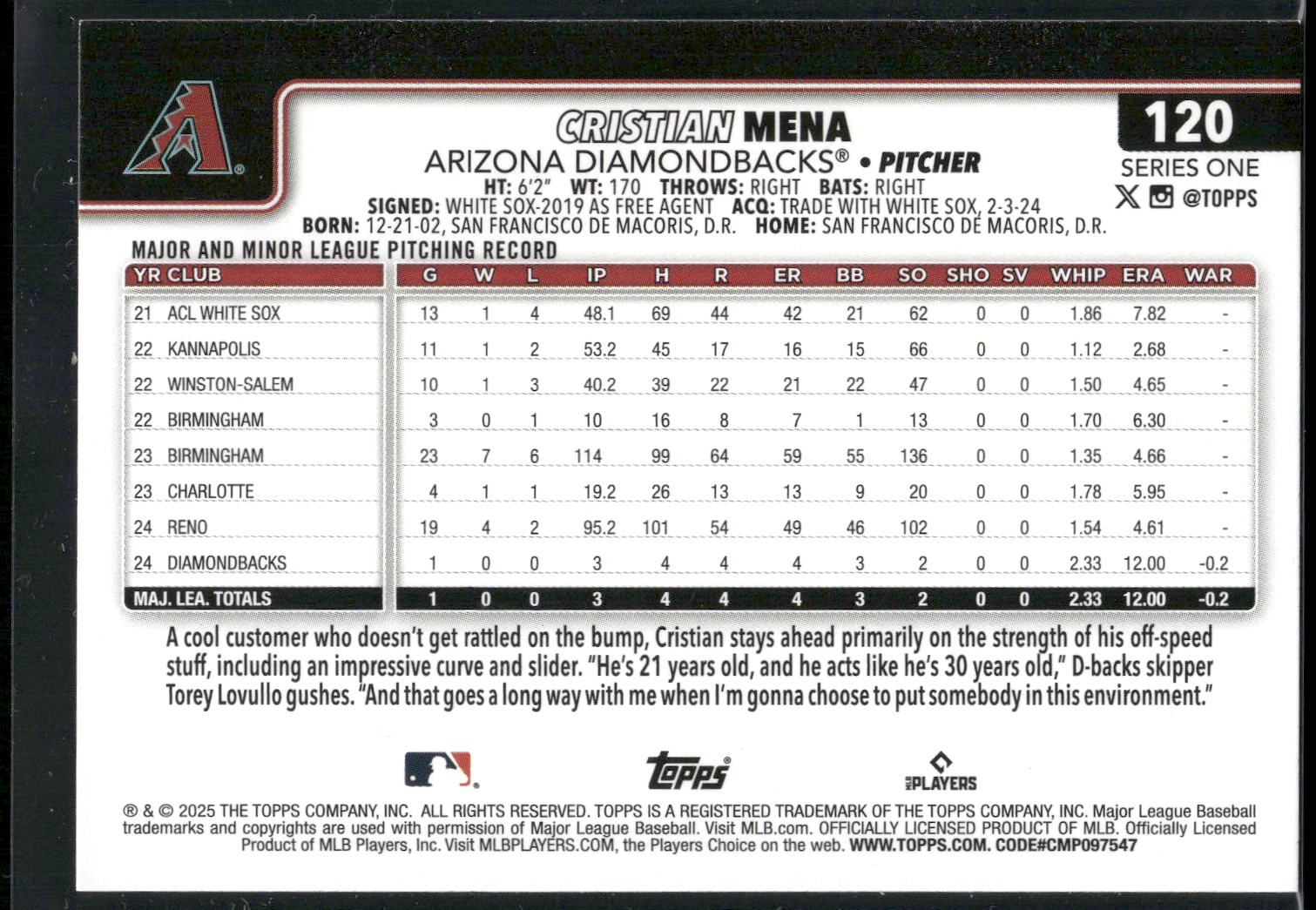 2025 Topps #120 Cristian Mena
