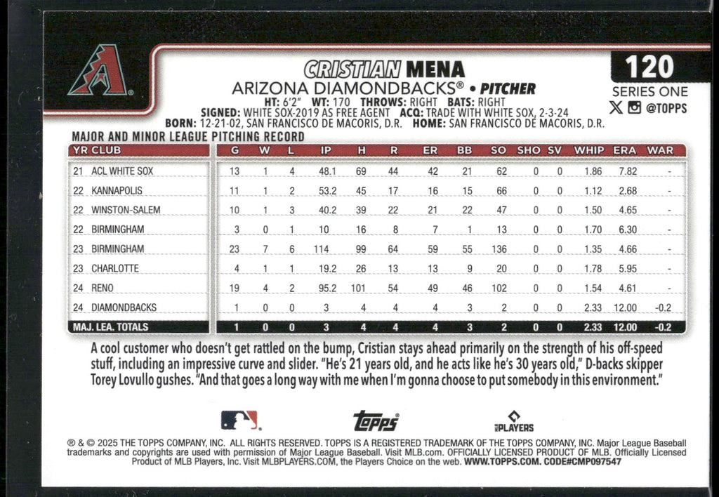2025 Topps #120 Cristian Mena