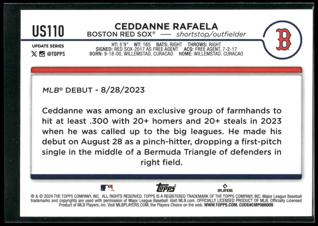 2024 Topps Update #US110 Ceddanne Rafaela