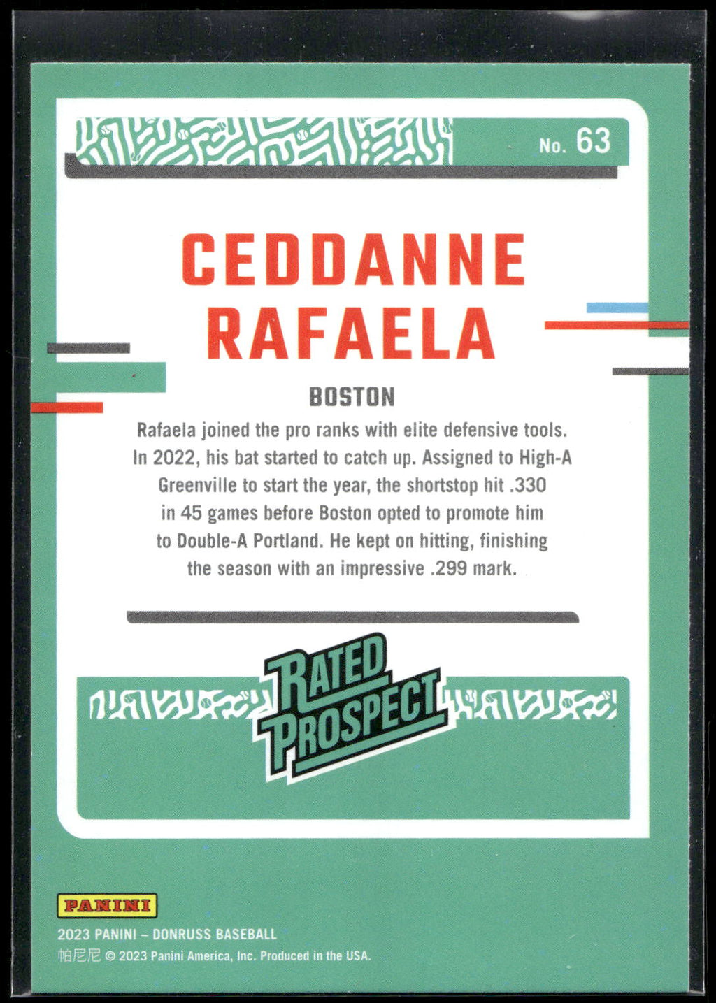 2023 Donruss #63 Ceddanne Rafaela
