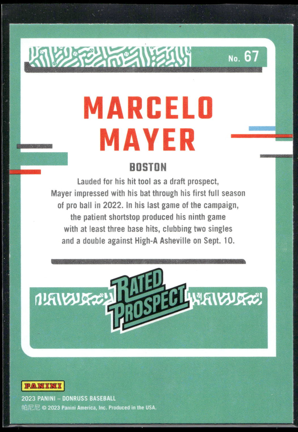 2023 Donruss #67 Marcelo Mayer