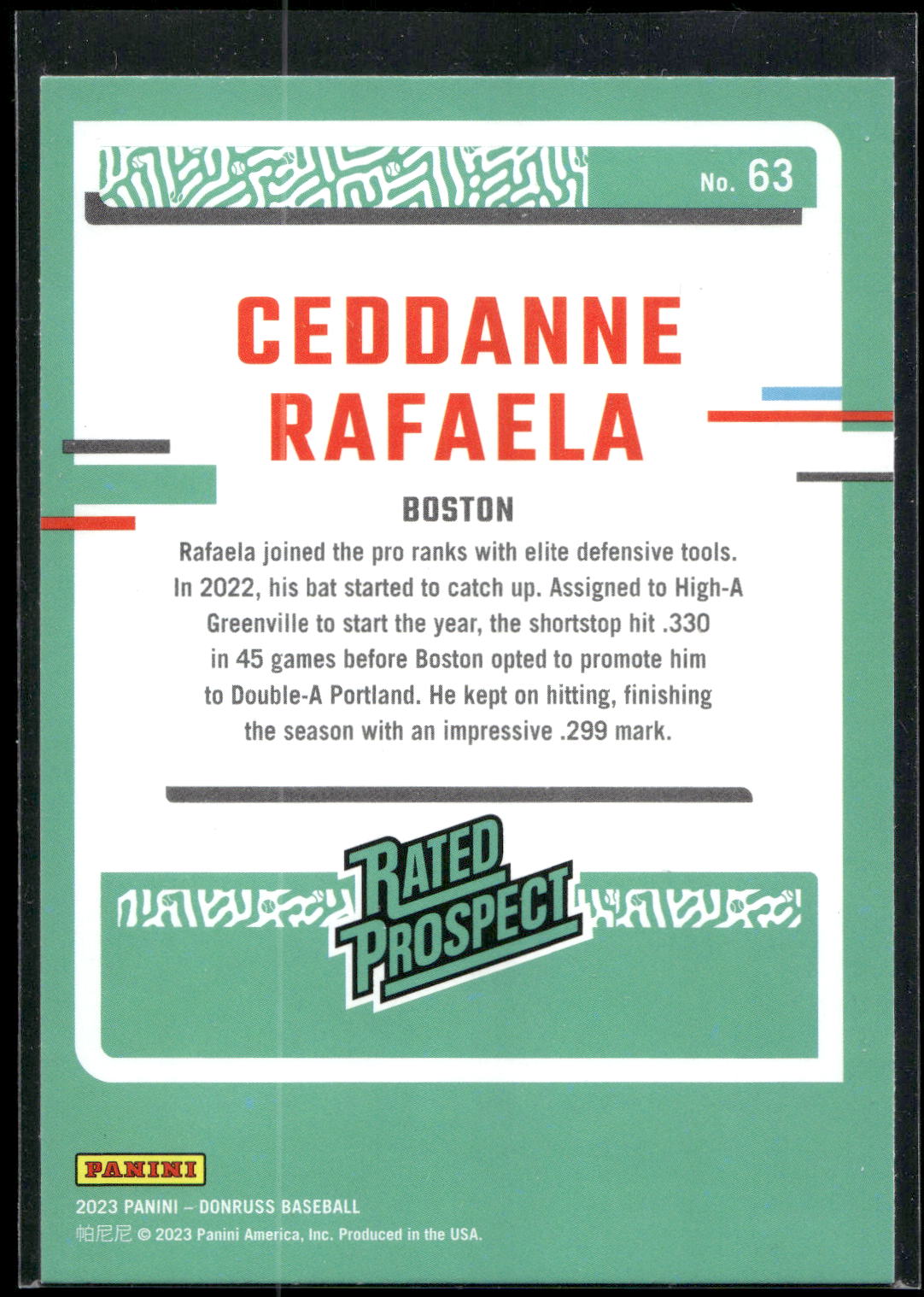 2023 Donruss #63 Ceddanne Rafaela