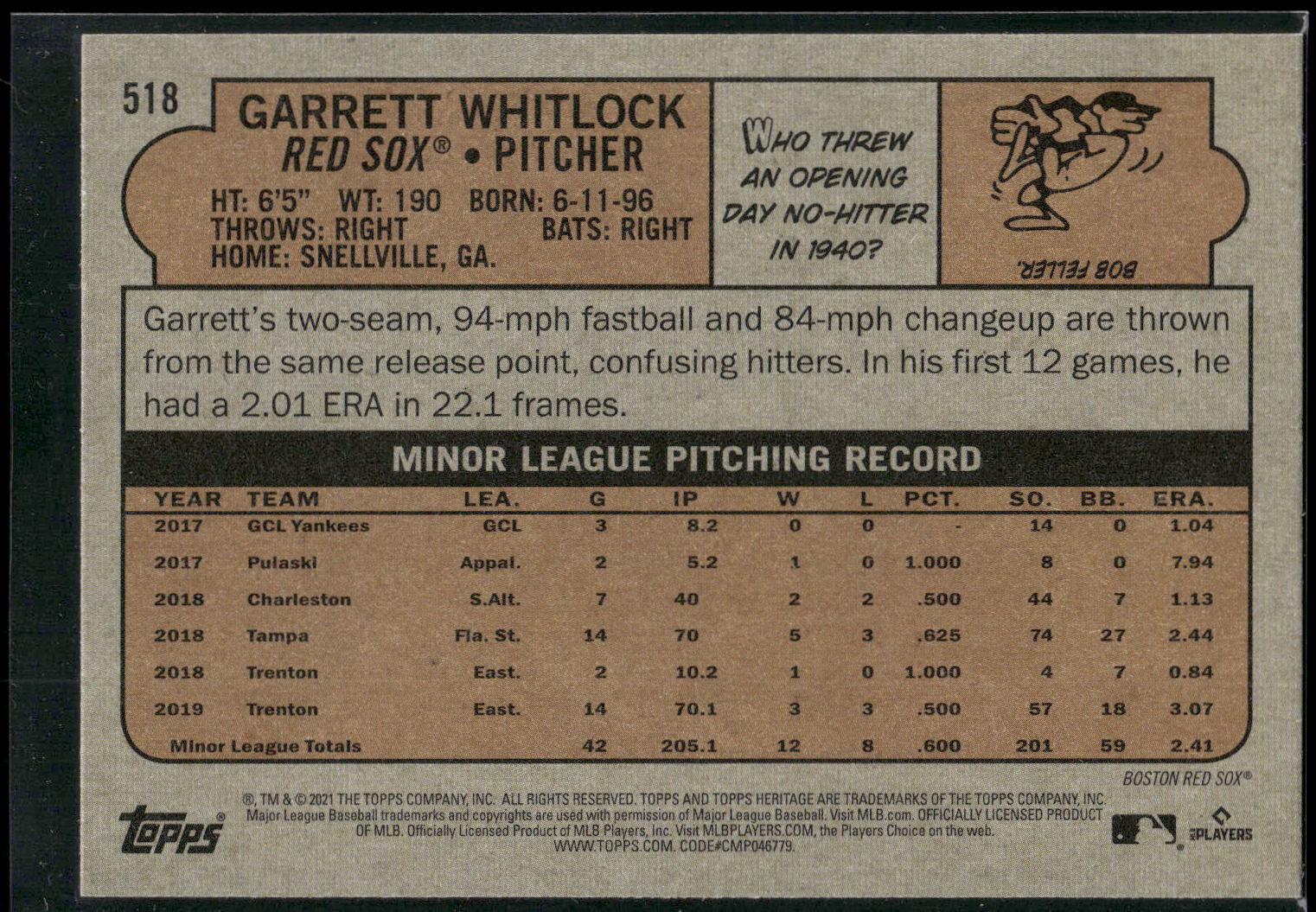 2021 Topps Heritage #518 Garrett Whitlock