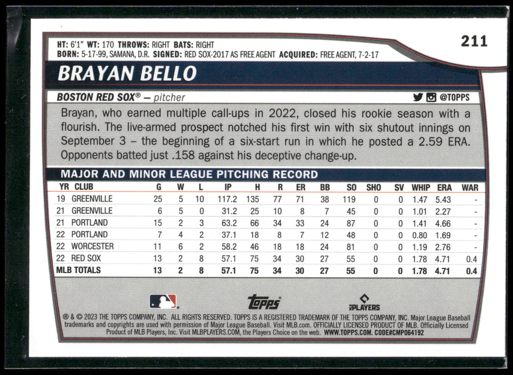 2023 Topps Big League #211 Brayan Bello