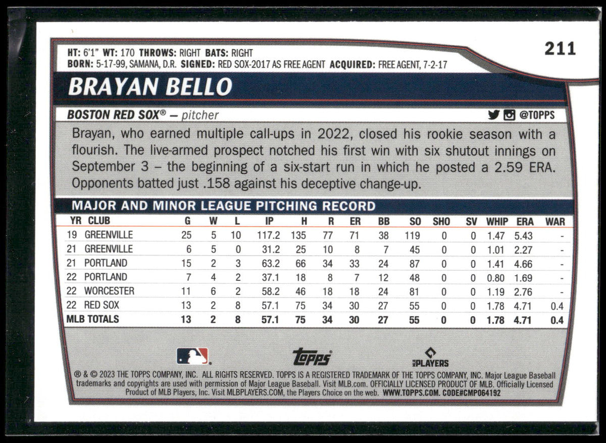 2023 Topps Big League #211 Brayan Bello