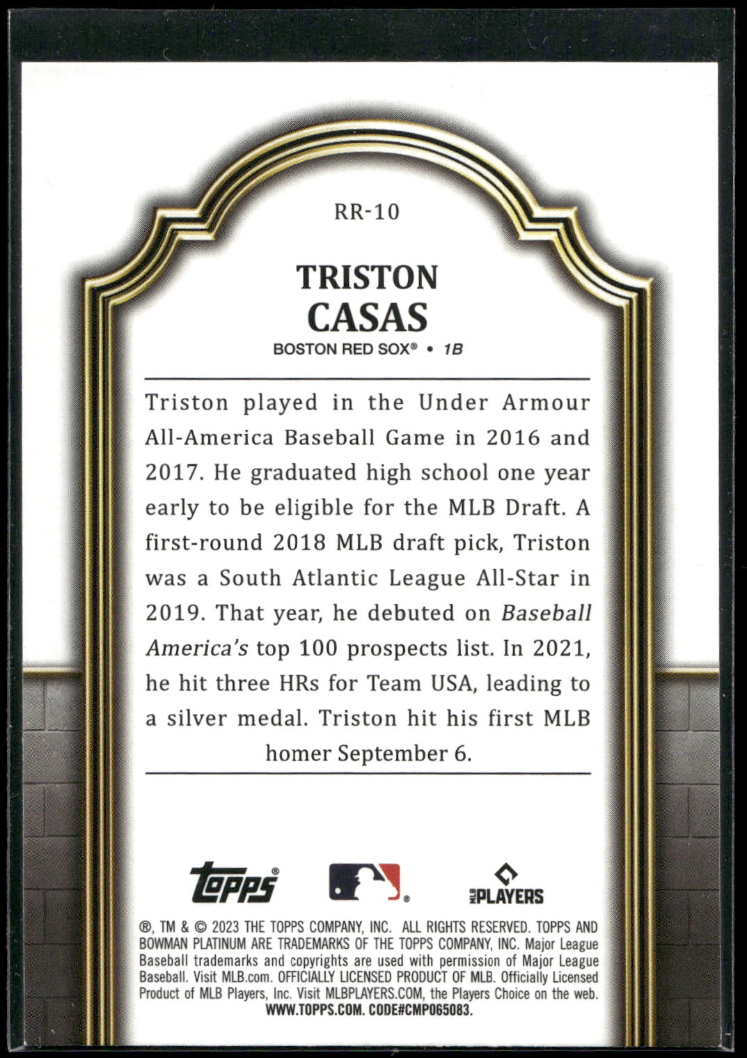 2023 Bowman Platinum #RR-10 Triston Casas Renowned Rookies