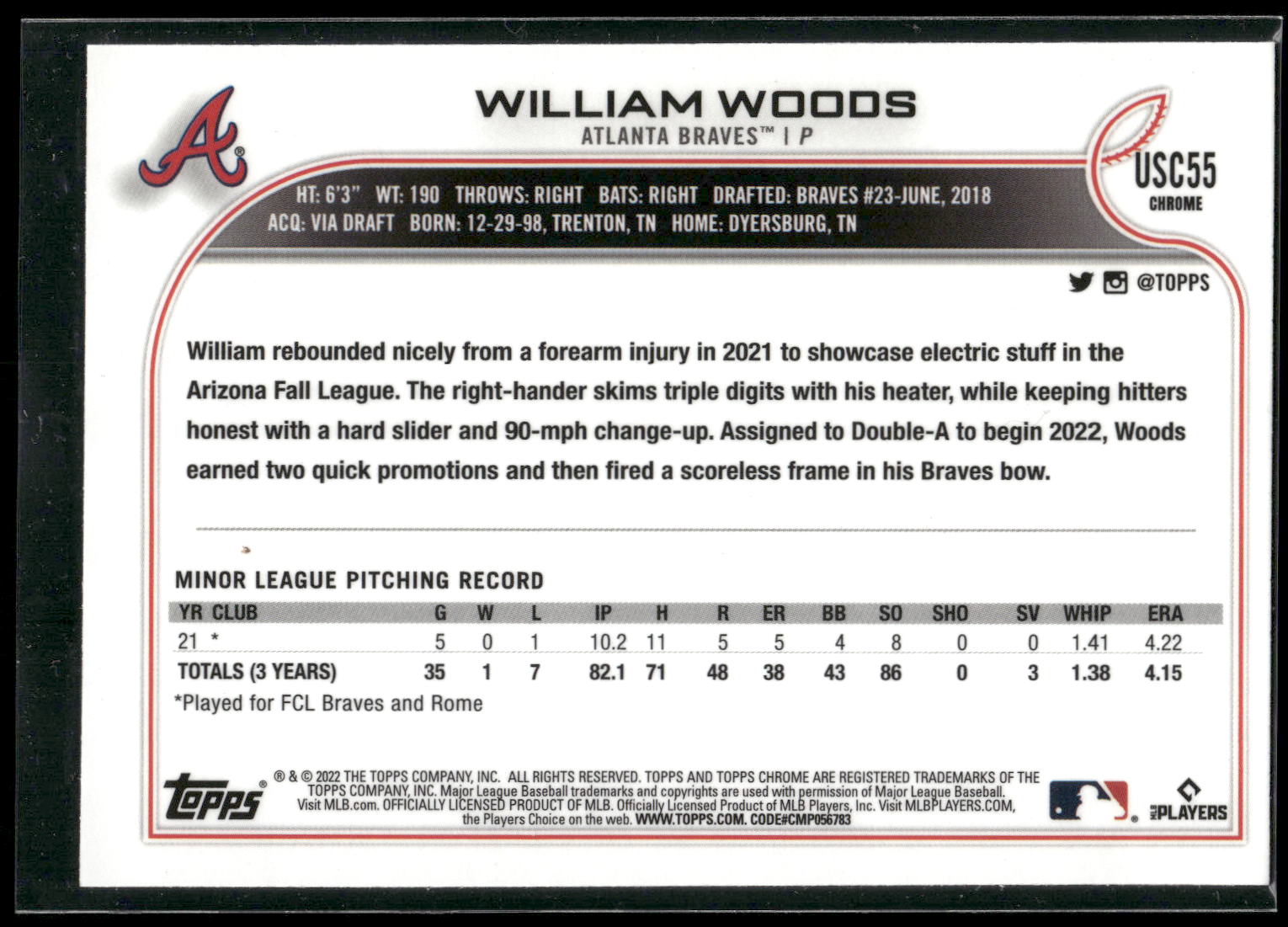 2022 Topps Chrome Update #USC55 William Woods