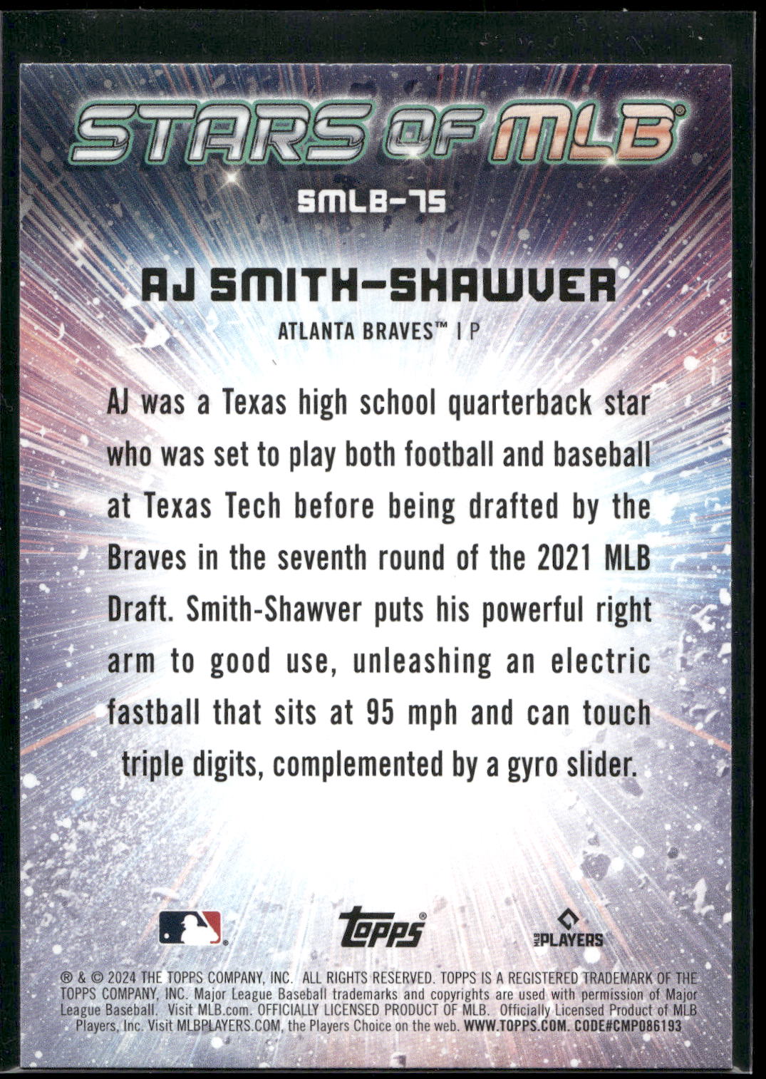 2024 Topps Update #SMLB-75 AJ Smith-Shawver Stars of MLB