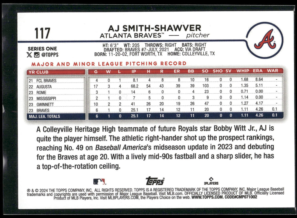 2024 Topps #117 AJ Smith-Shawver