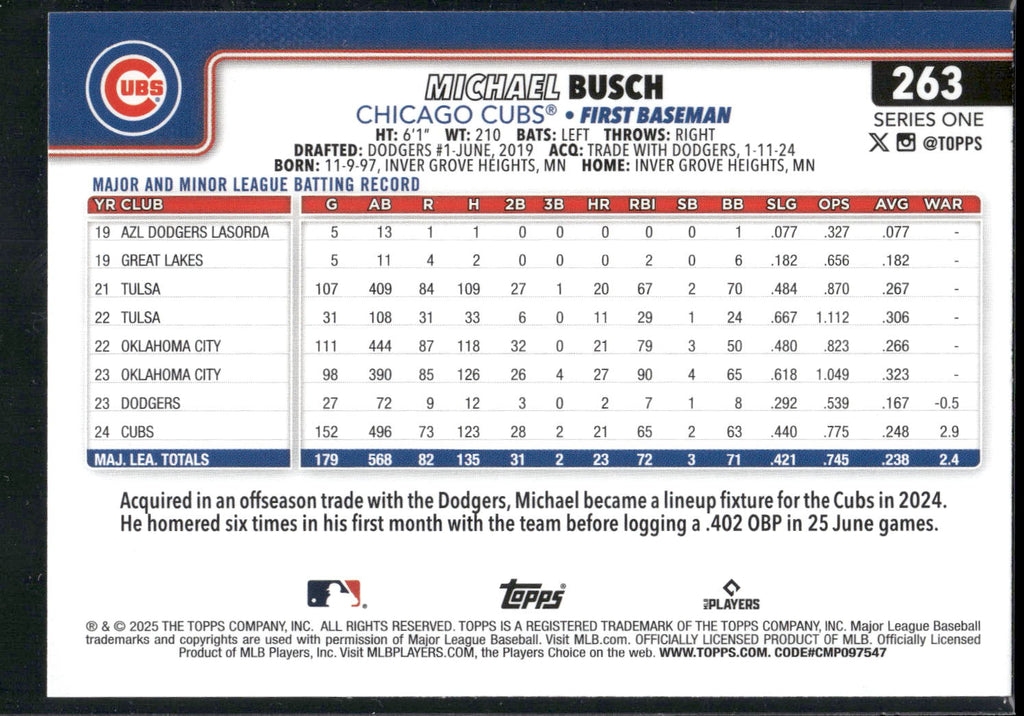 2025 Topps #263 Michael Busch