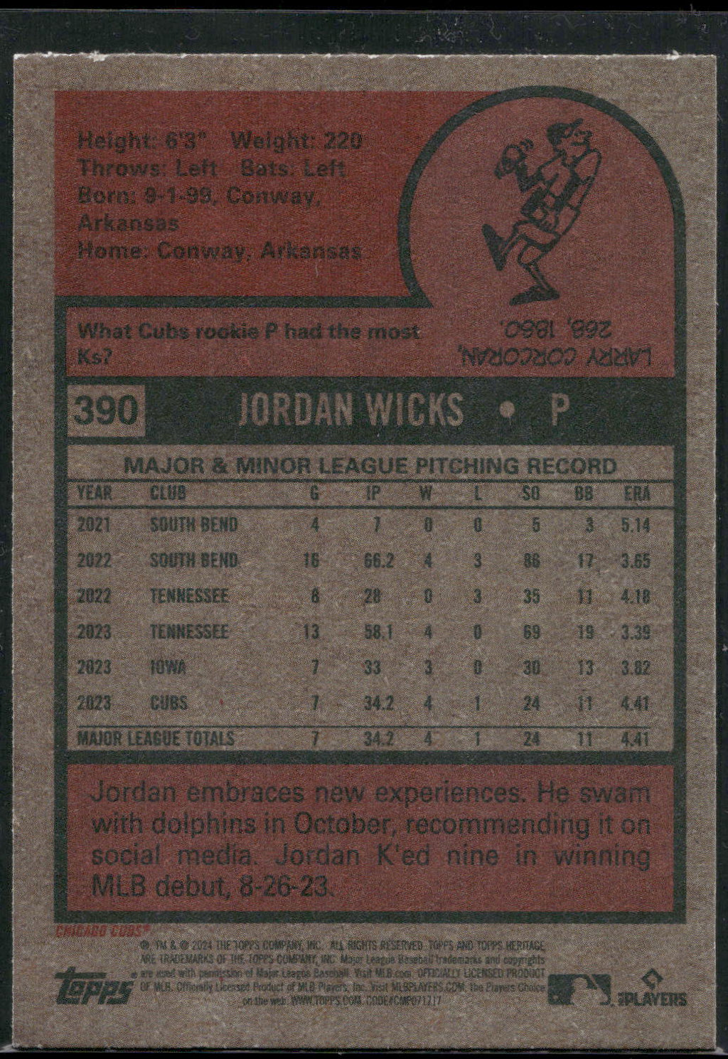 2024 Topps Heritage #390 Jordan Wicks