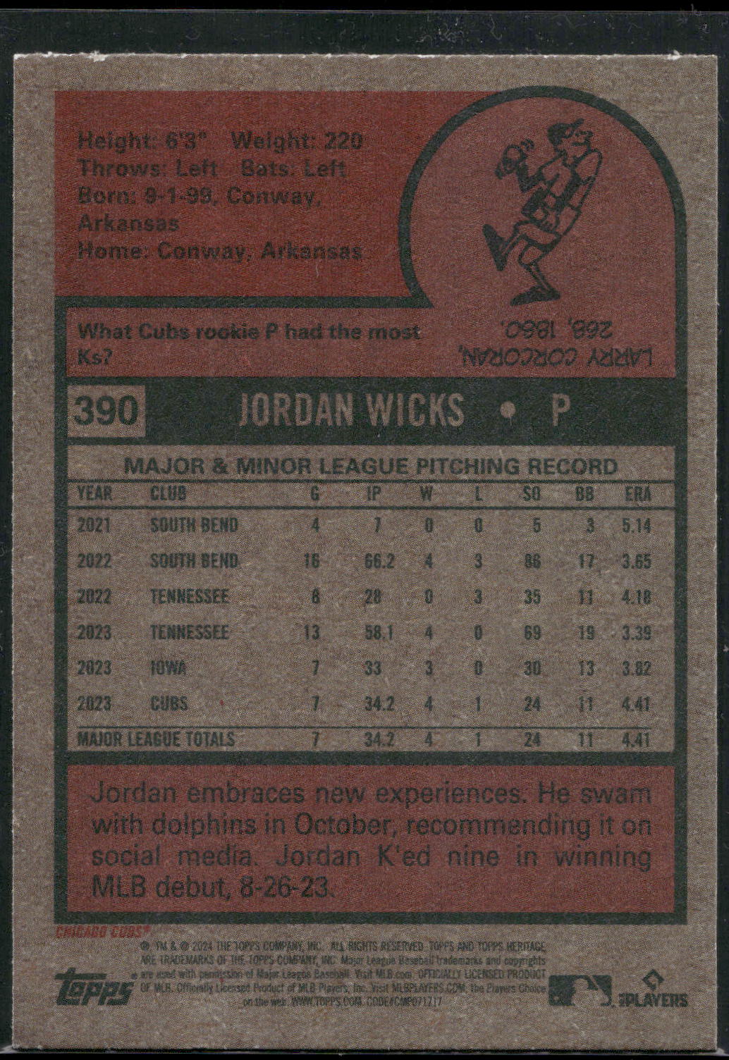 2024 Topps Heritage #390 Jordan Wicks