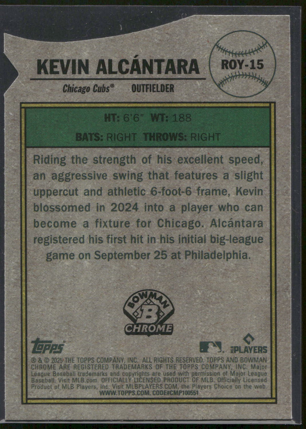 2025 Bowman #ROY-15 Kevin Alcántara Rookie of the Year Favorites