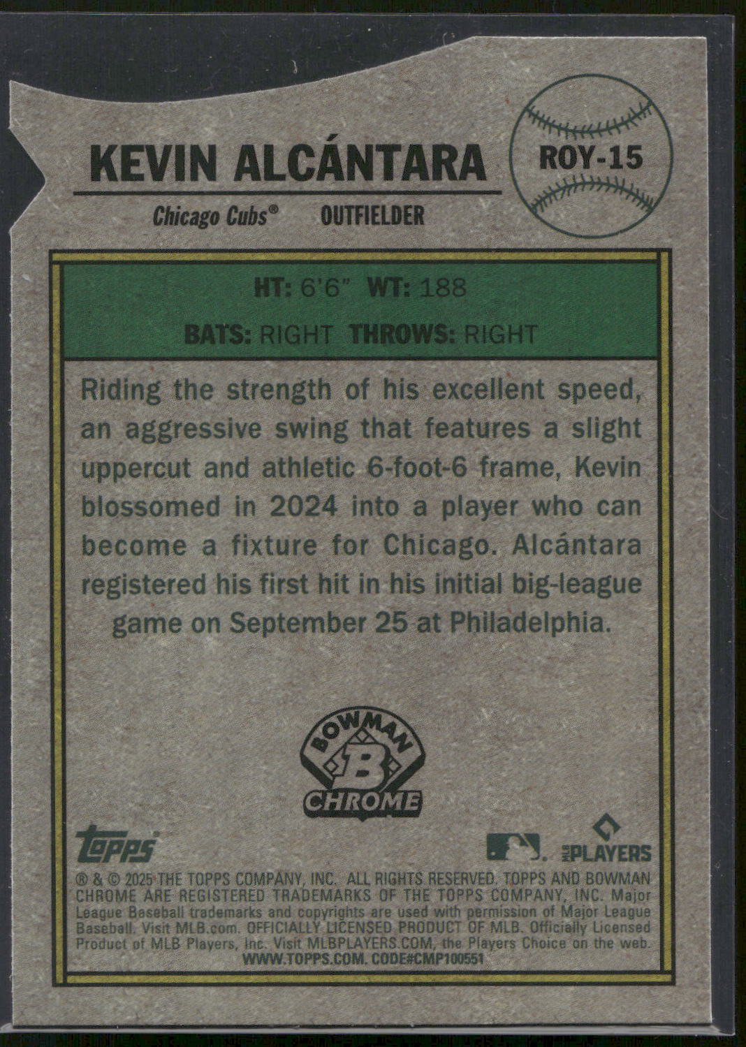 2025 Bowman #ROY-15 Kevin Alcántara Rookie of the Year Favorites