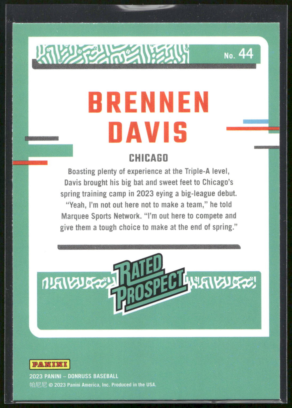 2023 Donruss #44 Brennen Davis