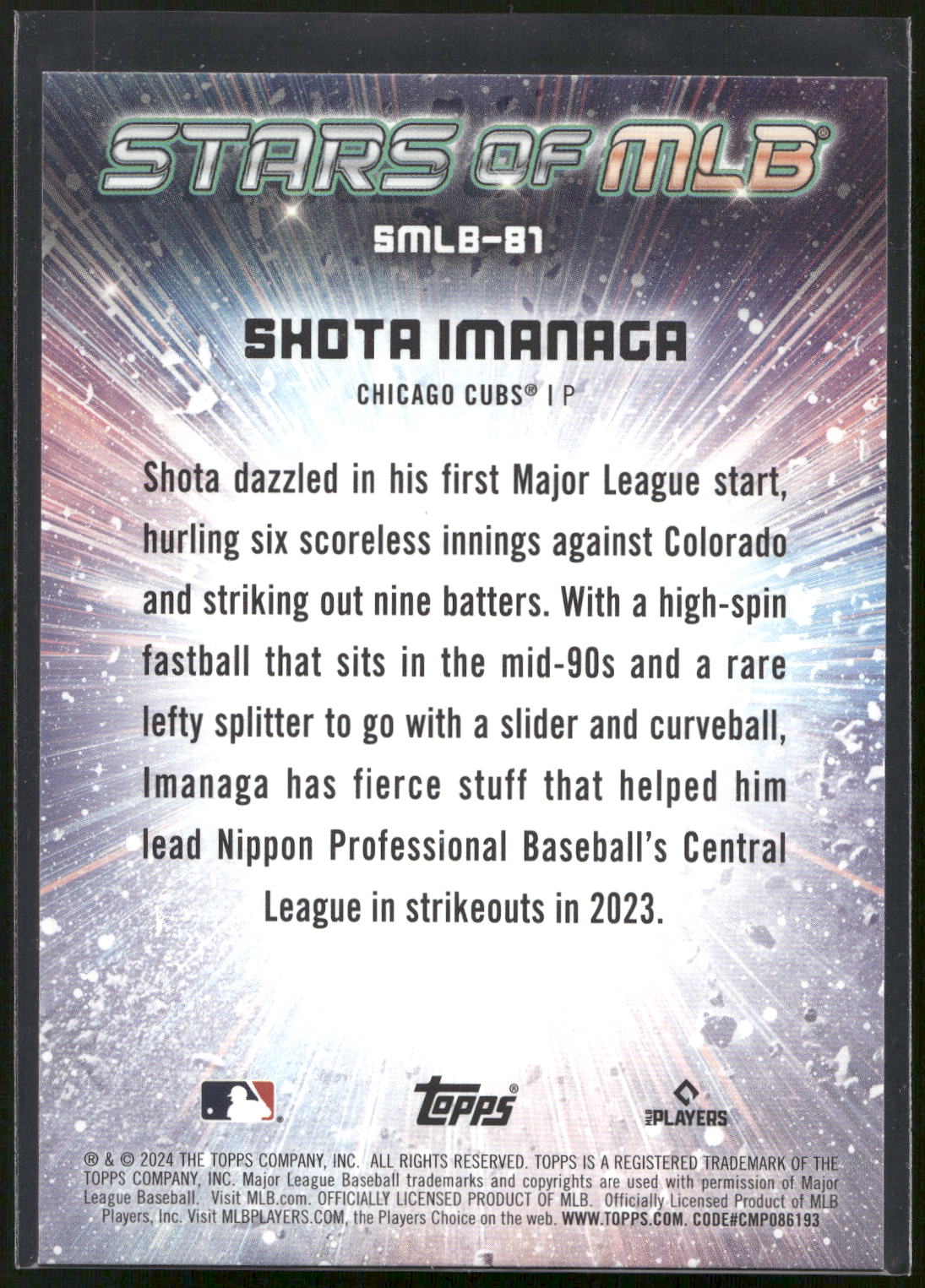2024 Topps Update #SMLB-81 Shota Imanaga Stars of MLB