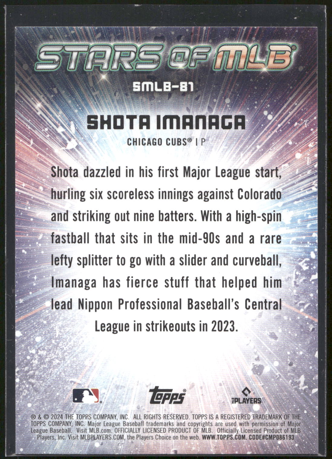 2024 Topps Update #SMLB-81 Shota Imanaga Stars of MLB