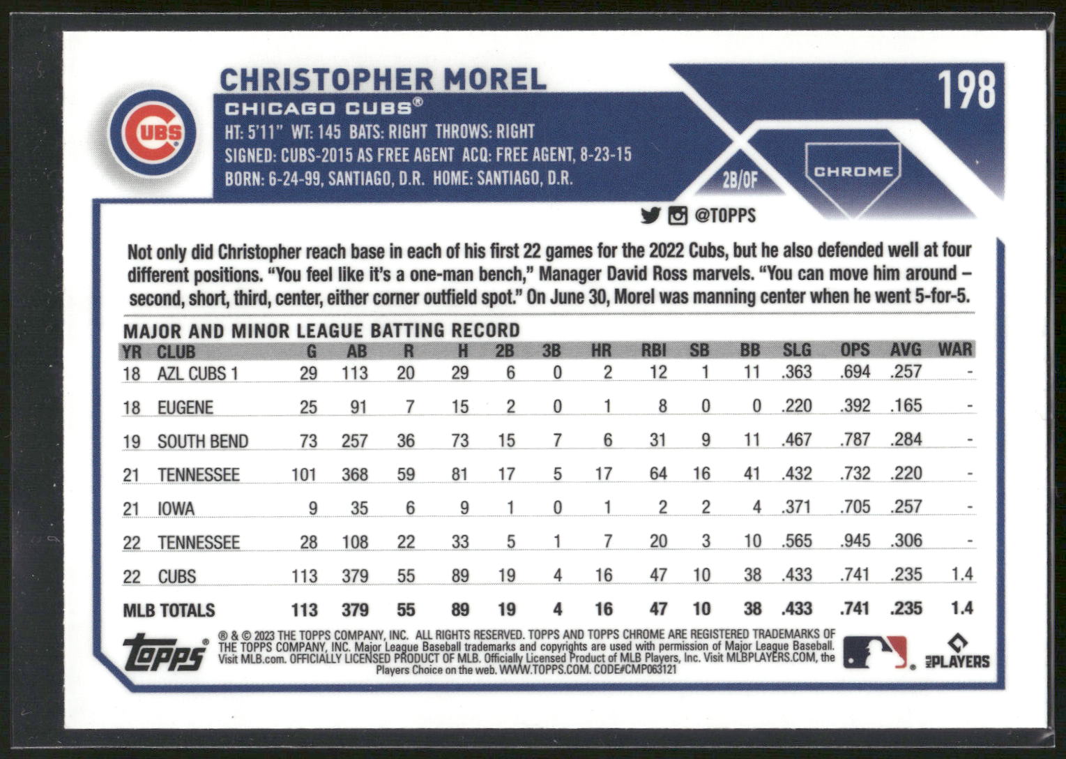 2023 Topps Chrome #198 Christopher Morel