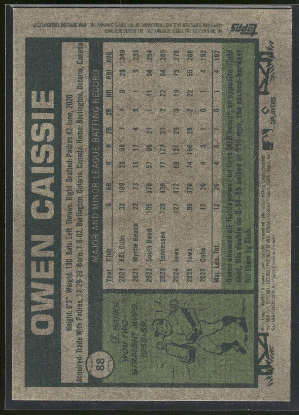 2026 Topps Heritage #88 Owen Caissie