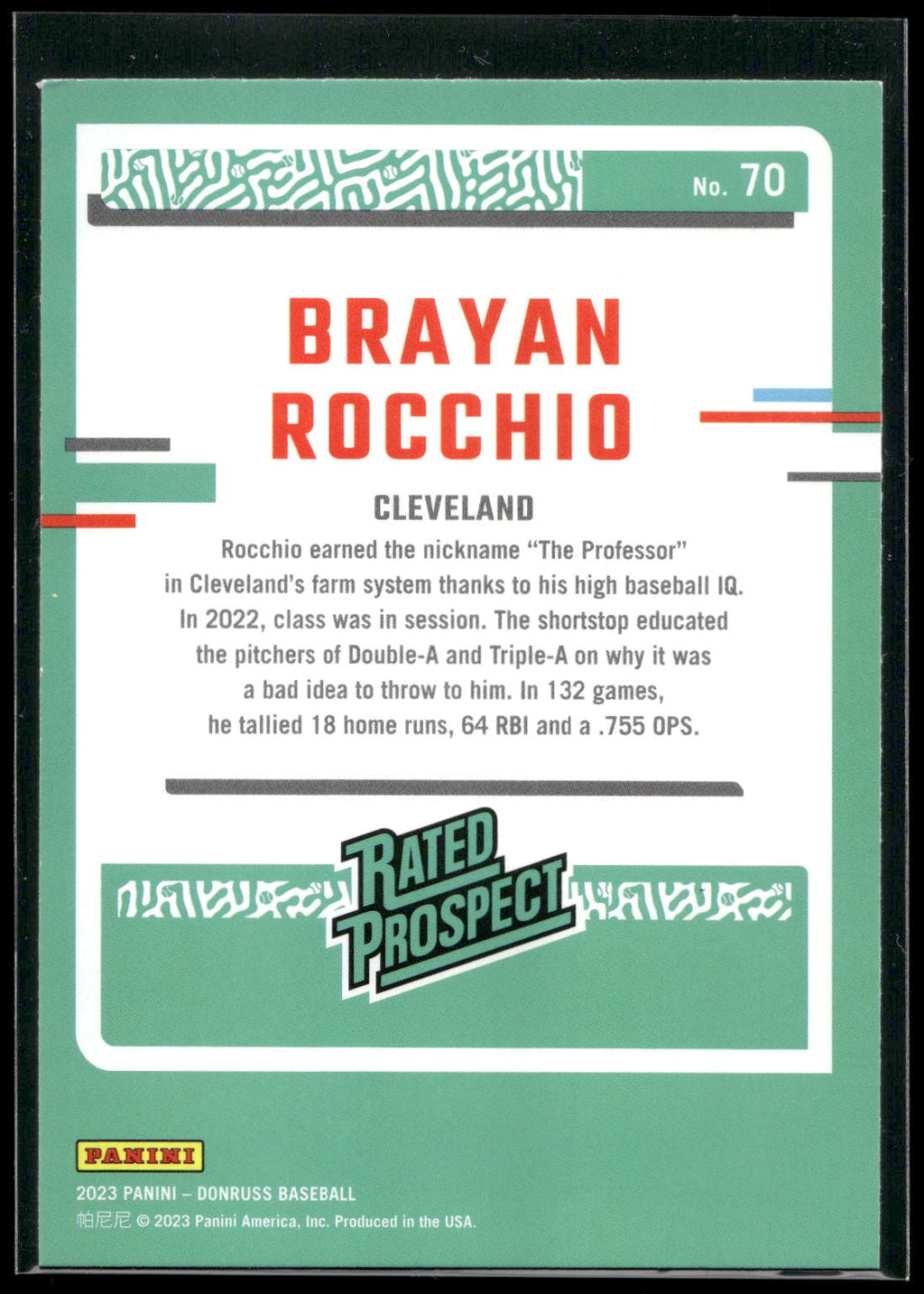 2023 Donruss #70 Brayan Rocchio