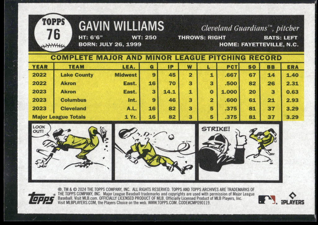 2024 Topps Archives #76 Gavin Williams