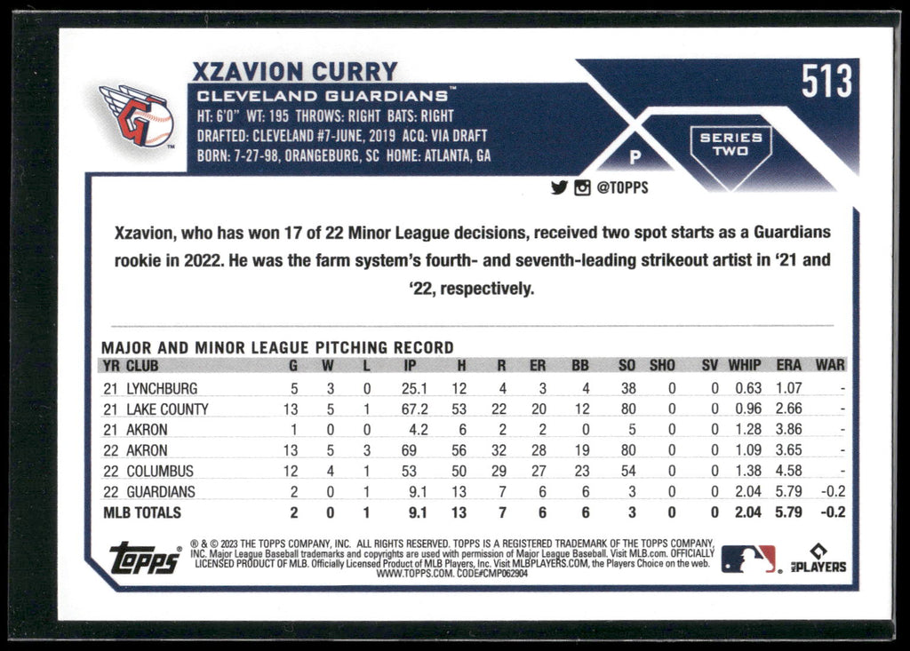 2023 Topps #513 Xzavion Curry