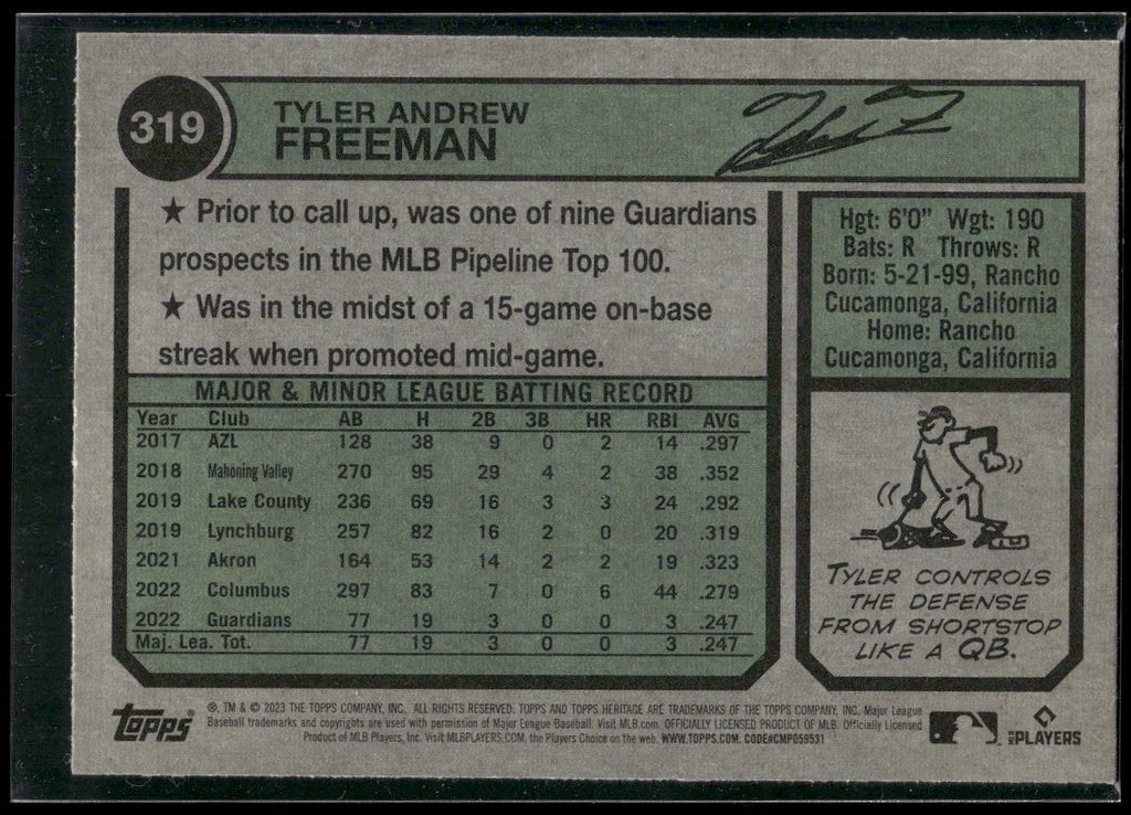 2023 Topps Heritage #319 Tyler Freeman