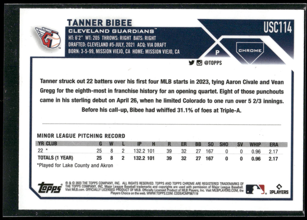 2023 Topps Chrome Update #USC114 Tanner Bibee