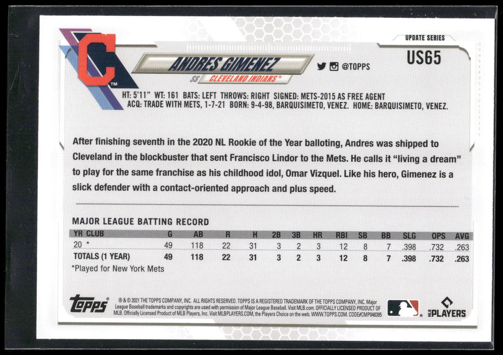2021 Topps Update #US65 Andres Gimenez