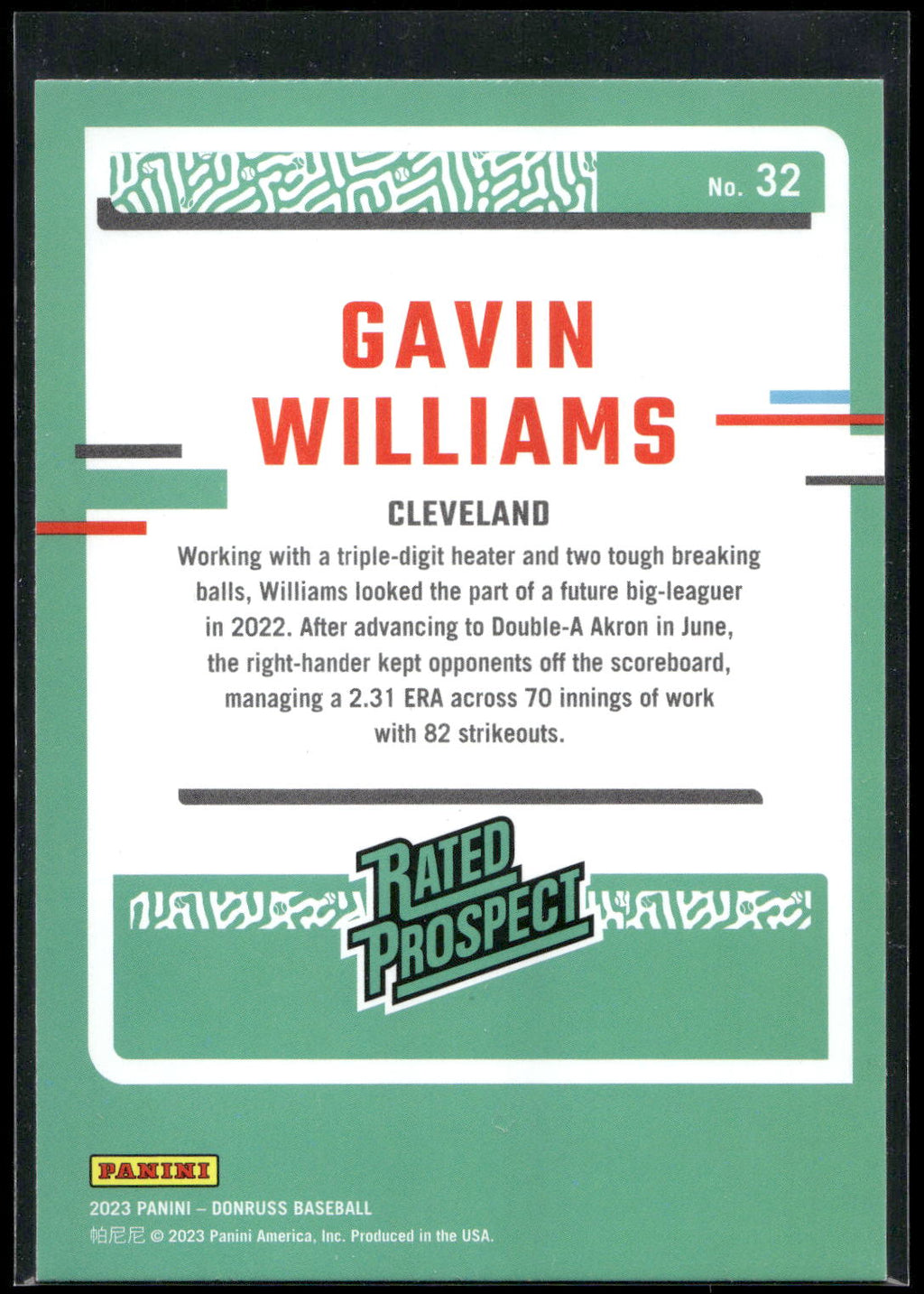 2023 Donruss #32 Gavin Williams