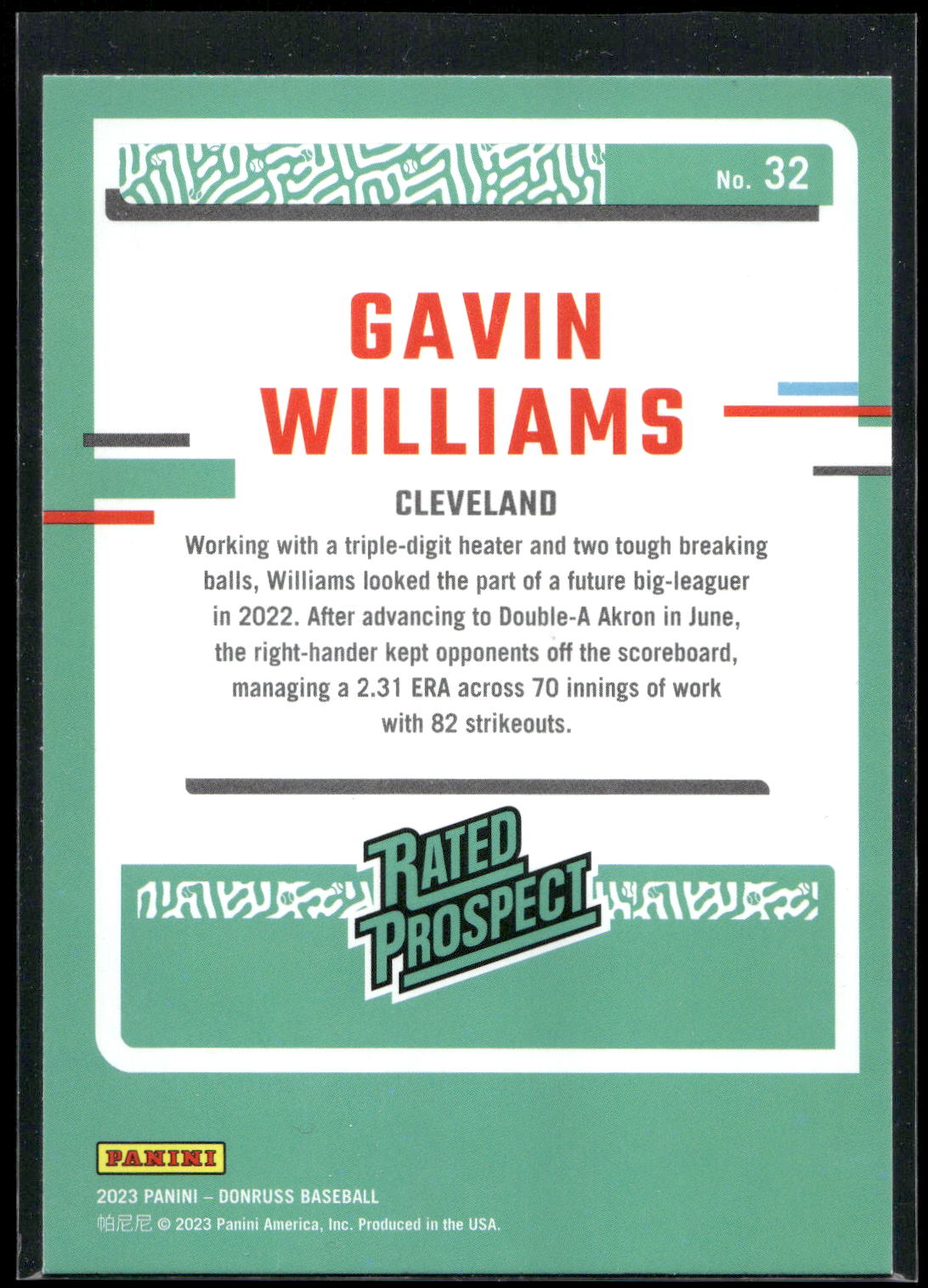 2023 Donruss #32 Gavin Williams