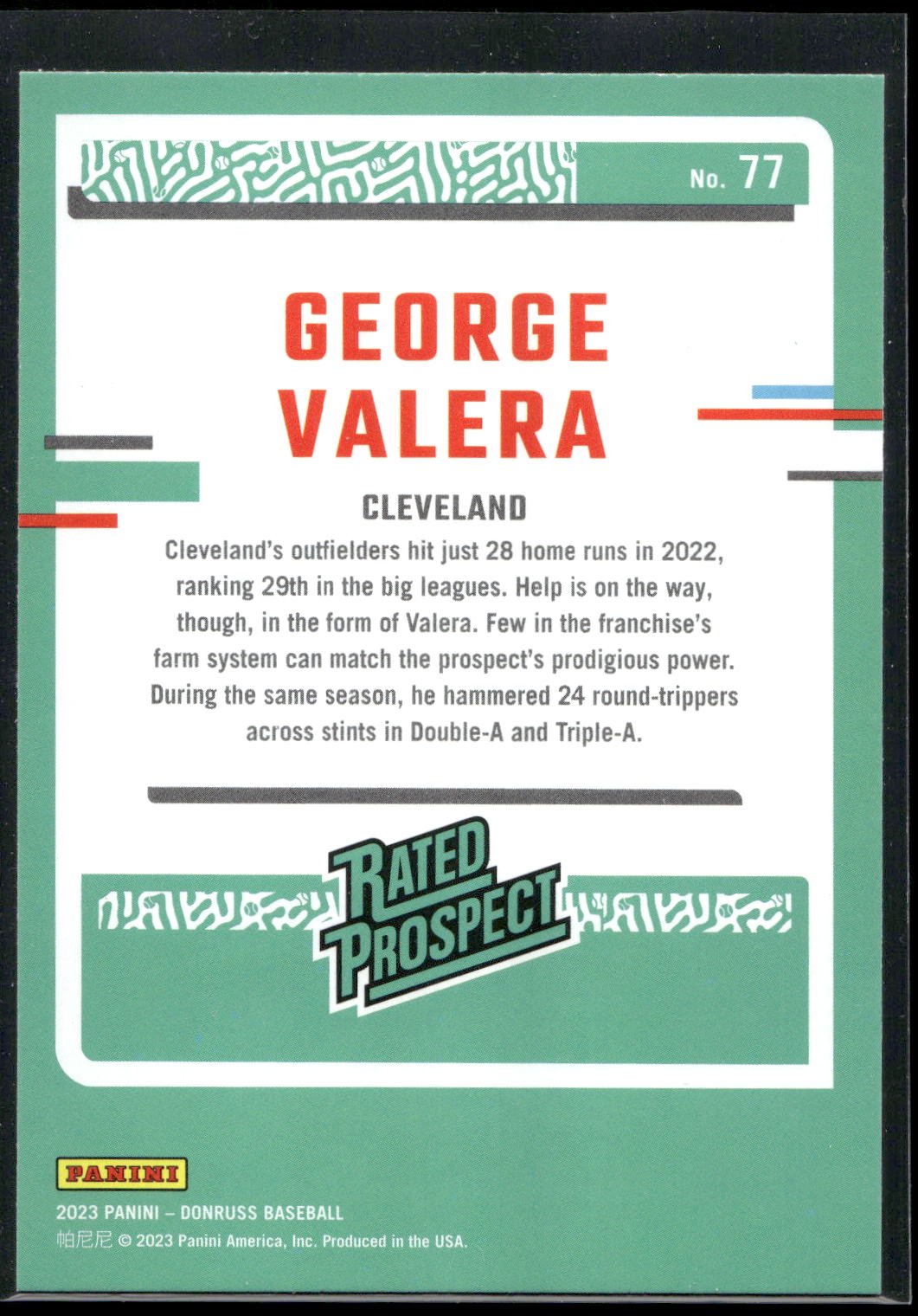 2023 Donruss #77 George Valera