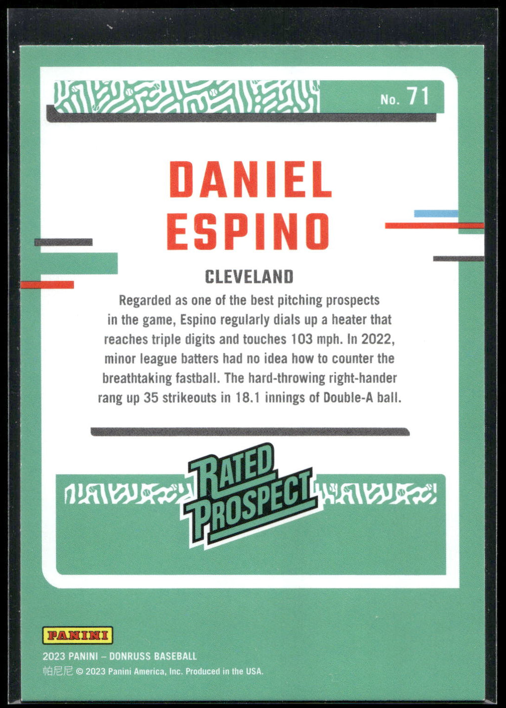 2023 Donruss #71 Daniel Espino