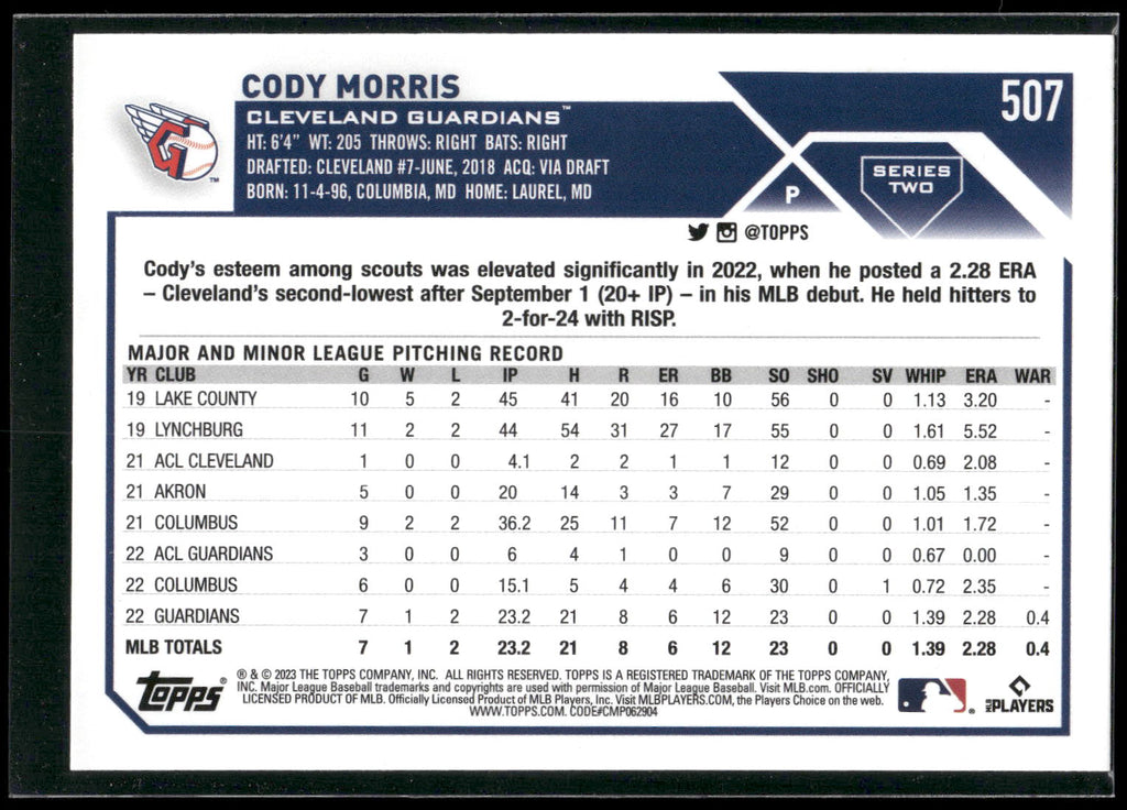 2023 Topps #507 Cody Morris