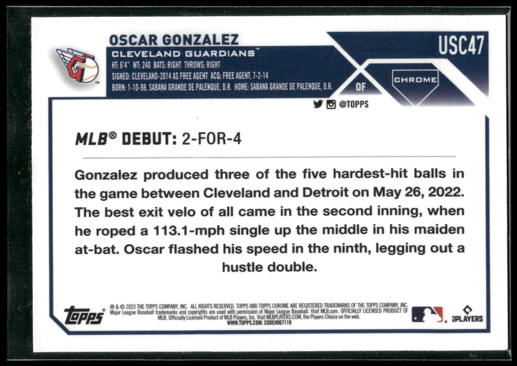 2023 Topps Chrome Update #USC47 Oscar Gonzalez