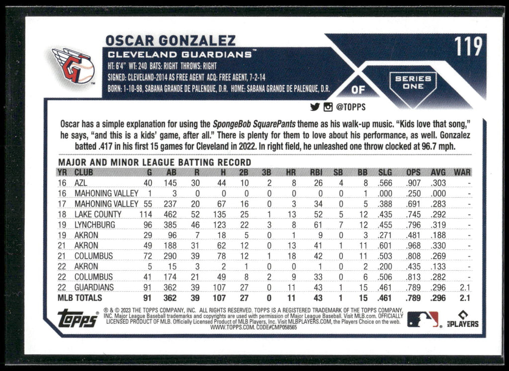 2023 Topps #119 Oscar Gonzalez