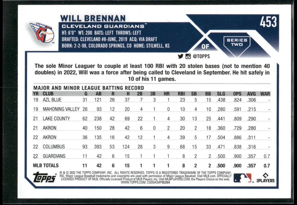 2023 Topps #453 Will Brennan