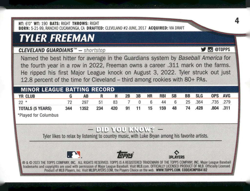 2023 Topps Big League #4 Tyler Freeman